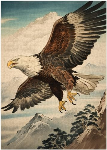 Ukiyo-e Eagle Japanese Print Jigsaw Puzzle 300/500/1000 Piece (500pc (38×52cm))