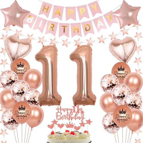 Rosegold Luftballon 11 Geburtstag Mädchen, 11 Jahr Geburtstag Mädchen, Ballon 11. Rosegold, Geburtstagsdeko 11 Jahr, Deko 11.Roségold 11. Party Ballons
