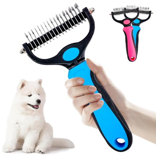 Cepillo para Perros y Gatos, Peine para Desenredar Mascotas, Inoxidable para Cepillo Perro y Gatos, Rastrillo Peinador de Doble Cara para Mascotas