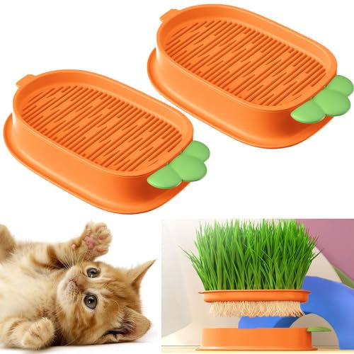 Esforzarse 2 Pezzi Fioriera per Erba gatta, Coltivazione di Piante da Masticare idroponica, Germinazione Vassoio Per Erba Per Gatti, Adatto a Tutti i Gatti, Coltivazione Erba Gatta Biologica