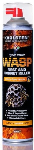 Karlsten Hyper Power Wasp Nest Killer & Hornet Killer 600 ML - Gold Standard High Strength Long Range 5 Metre Spray for Indoor and Outdoor Wasp Nest Removal - Wasp Killer Spray