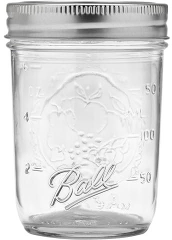 Ball Einmachgläser mit normaler Öffnung, Deckel und Bändern, zum Einmachen (halbes Pint, 237 ml, 4 Stück)