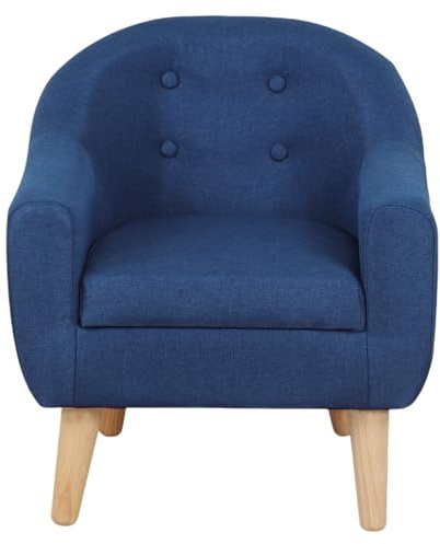 DGBAOBEI Single Linen Fabric Children's Armchair, Toddler Sofa and Couch with Wooden Legs, Gift for Kids Under 4 Years Old (Blue)