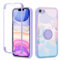 Yoedge Kickstand Phone Case for iPhone 8/SE 2022/7/SE 2020 4.7, 360°Rotatable Magnetic Ring Holder Cases, Full Body Shockproof Silicone Cover with Built-in Screen Protector Case, Marble for iPhone 7