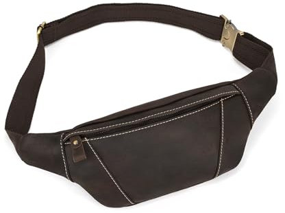 LUUFAN Echtes Leder Gürteltasche für Männer Mehrere Taschen Slim Fanny Pack Verstellbare Gürteltasche für Outdoor Running Wandern und Reisen, Dunkelbraun