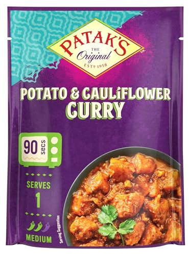 Patak's Potato & Cauliflower Curry Indian Microwave Meal 270g | Medium Spice | Ready In 90 Seconds