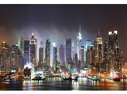 Xiaoterna 2,5x1,8m Paysage de la Ville de New York Fond Photographique Paysage Nocturne de la Ville en Toile de Fond pour l'extérieur Luxueux Toile de Fond de Bateau Décoration de fête
