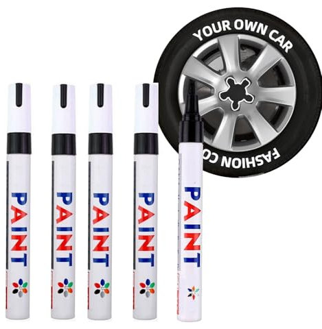 Pack de 5 rotuladores para coche, rotuladores negros para pintura de neumáticos de ruedas para perfiles de bicicletas de coche, resistentes al agua