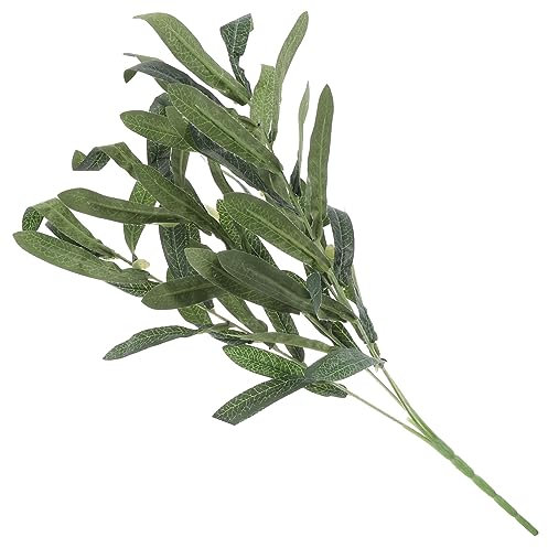 TOPBATHY 2 Pièces Rameau D'olivier Artificiel Fausses Feuilles Décoratif Faux Rameau D'olivier Tiges D'olivier pour Vase Décor De Feuilles D'olivier Bouquet De Verdure Olive Green Plastique