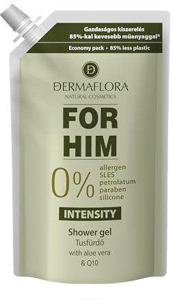 Dermaflora For Him Intensity Shower Gel Refill – 500ml | Energizing & Refreshing Body Wash for Men | Long-Lasting Fragrance | Moisturizing, Vegan, Cruelty-Free, Eco-Friendly Refill Pack