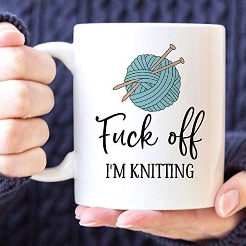 PIBONTO Coffee Mug | FCK Off I'm Knitting | Funny Coffee Mug | Gift for Knitters | Knitting Mug | Mug for Knitters | Birthday Gift