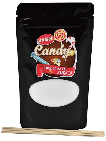 Hopser Food Fun Aromazucker Farbzucker für Zuckerwatte, Zuckerwattemaschinen, Popcorn, Dekorieren, (200 g mit 10 Stäben (200 g, Kokosnuss)