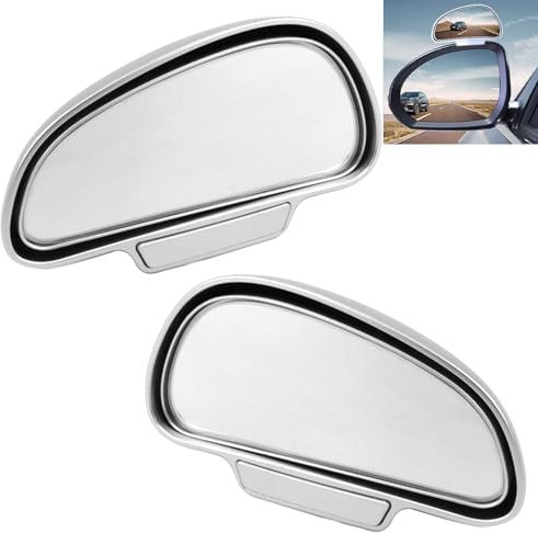 2pcs Espejo de Punto Ciego del Coche de Gran Angular Ajustable, para Coche, Camión, SUV, RV, Van - Espejo Retrovisor Auxiliar de 360 Grados, Visión Amplia, Instalación Fácil, Universal, Plateado