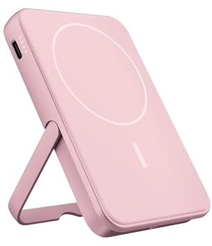 Fresh 'n Rebel Wireless Magnetic Powerbank 5000mAh, MagSafe-kompatibel, PD 20W Schnellladung, USB-C Port (in/Out), geeignet für iPhone 16/15/14/13/12, tragbar, mit Ständer (Pastel Pink)