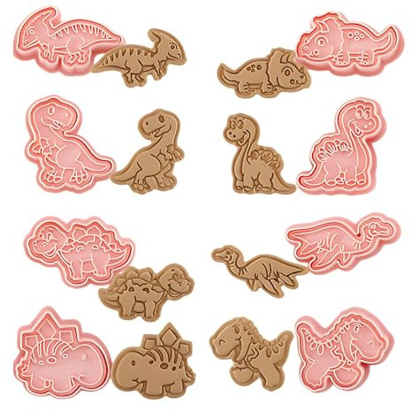Dinosaurier Ausstechform für Kinder, 8 stück Plätzchenformen, Cookie Backen Form, Dinosaurier Keksausstecher für Kuchendekoration, Gebäck, Backen Küche Zubehö