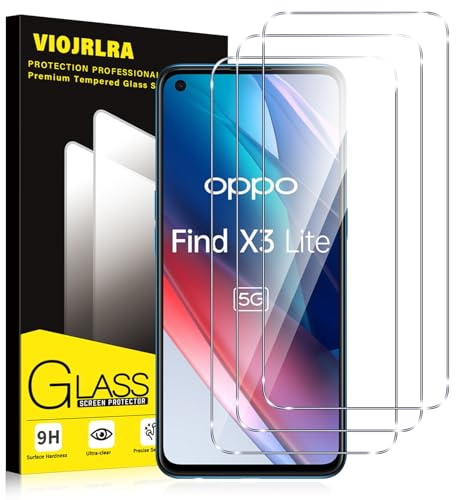 Viojrlra 3 Piezas Protector de Pantalla para Oppo Find X3 Lite, Cristal Templado HD 9H Dureza, Anti-arañazos Antihuellas Sin Burbujas Transparente Vidrio Película