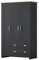 Nera 3 Door Wardrobe with Drawers Shelves and Hanging Rail Tall Wardrobes for Bedrooms Storage (Grey on Oak)