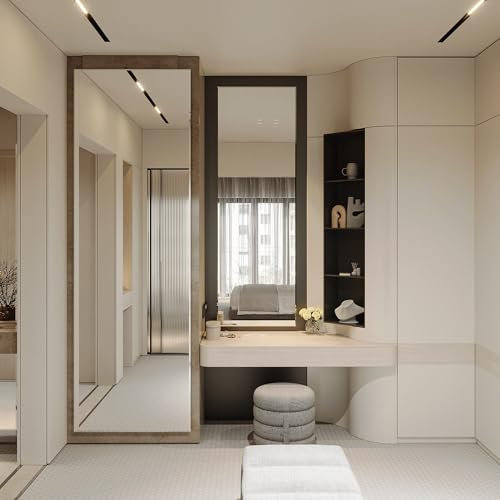 MySpiegel.de Rahmenloser Spiegel - 10mm Facettenschliff - 4mm Stärke mit Befestigung 150 x 40 cm