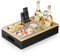 MINENICE Snackbox Couch Bar, Couchbar Snackbox mit 3 Snackschalen aus Edelstahl und 2 Flaschenhaltern, Magnetischem Deckel, Snack Obst Getränke, Snackbox Sofabar für Couch Bett Sofa