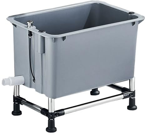Fregadero Multifuncional, Fregadero de Plástico para Ropa con Manguera de Drenaje y Soporte de Acero Inoxidable, para Lavandería, Baño de Mascotas y Camping(Gray)