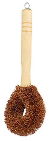 Coconut Fiber Dish Brush Pot Brush Wooden Handle Pan Dish Cleaning Brush Nonstick Pan Cleaner Dishwashing Brush for Kitchen Eco Friendly