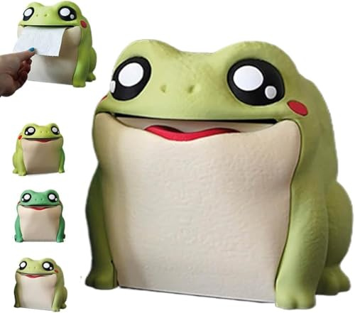 Toilettenpapierspender, Frosch, 3D-bedruckter Badezimmer-Toilettenpapierhalter mit Hintern, lustiger, interaktiver Frosch, Flip-Bauchtuchrollenhalter für Badezimmer und Küche (Militärgrün, 1 Stück)
