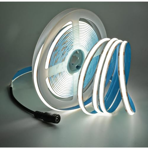 Tyun LED Streifen Licht COB, DC 12V 5 Meter Band 480 LEDs/M Weiß 6000K Neon Licht 5000LM Super Hell Lichtleisten Leiste mit DC Anschluss für Party, Theke, Regal, Wohnkultur