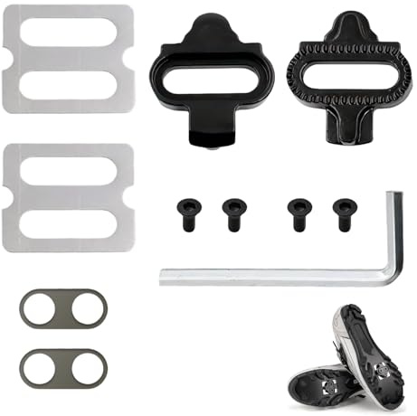 TICKLELY Cala MTB Compatible con Pedales SPD para Bicicleta de montaña, 2 Unidades con Tornillos y Herramienta, Acero Resistente Antideslizante, para Ciclismo Outdoor e Interior