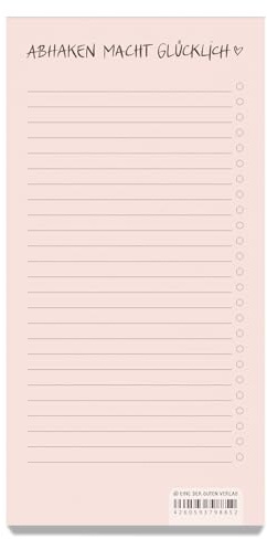 Eine der Guten To-Do Block – Abhaken macht glücklich, nachhaltiger Abreißblock DIN lang mit 50 Blatt Recyclingpapier, rosa Listenblock für Alltag & Beruf