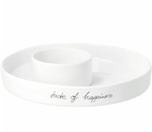 Räder Schale Mittelpunkt Taste of Happiness – Edle Porzellan-Servierschale mit integrierter Dip-Schale
