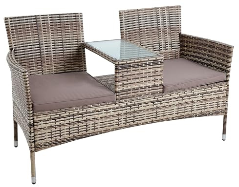 ESTEXO Polyrattan Sitzgruppe Rattan Sitzgarnitur Gartenmöbel Set Gartenset Balkonmöbel Gartentisch Gartenstuhl Balkontisch Balkonstuhl (Beige-Braun)