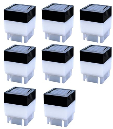 Sacolin Solar-Pfostenkappen-Lichter, 50 x 50 mm, schwarz, quadratisch, LED-Zaunpfosten, 5 x 5,1 cm, für Garten, Hinterhof, Dekoration, 8 Stück