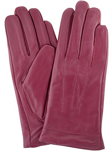 SNUGRUGS Womens Butter Soft Premium Leather Glove with Classic 3pt Stitch Design & Warm Fleece Lining - Pink - X-Large (8)