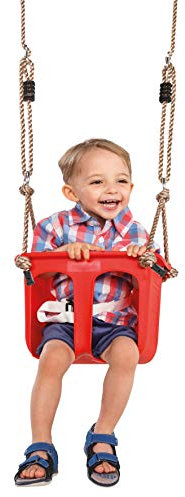 Baby Bucket Seat With Ropes With Anti-Tilt And Anti-Slip Knots, Child Seat With Safety Feature, Safety Belt - Red
