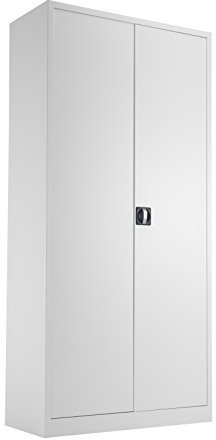 Office Hippo Steel Storage Cabinet, Lockable Cabinet, Double Door Metal Storage Cabinet With 4 Height Adjustable Shelves, Metal Cabinet With 50kg Load Capacity Per Shelf - White