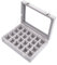 LANTWOO 24 Raster Samt Glas Ringe Ohrringe Schmuck Box Ohrringe Organizer Aufbewahrung Halter Display Etui 2 Verschlüsse grau