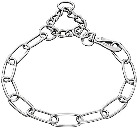 Sprenger Kettenhalsband für Hunde aus Edelstahl mit Haken und Zugbegrenzung I Hundehalsband m mit extra Langen Kettenglieder 4mm, fellschonend, 70 cm