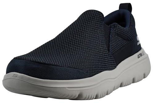Skechers Men's Go Walk Evolution Ultra - Impeccable Sneaker, Navy Textile Gray Trim, 12 UK X-Wide