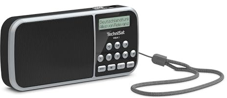TechniSat VIOLA 3 – portables DAB Radio (DAB+, UKW, LCD Display, Kopfhöreranschluss, USB, Aux-In, LED Taschenlampe, Akku, Favoritenspeicher, klein, tragbar, 1 Watt RMS Lautsprecher) schwarz