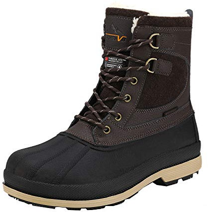 NORTIV 8 Winterschuhe Herren Winterstiefel Warm Gefüttert Schneestiefel Arbeit Stiefel Winter Outdoor Trekking Wander Schuhe,Size 44.5,Dunkel/Braun/Schwarz,Avenue