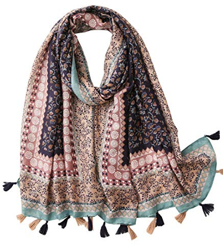 FAIRYGATE Womens Scarves Lightweight Tassel Long Scarves for Spring Autumn Winter Ladies Floral Print Scarfs