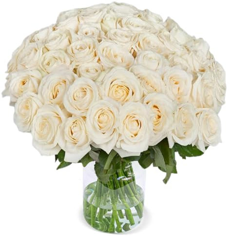 Rosenstrauß, 50 Weiße Rosen, Ideales Blumengeschenk, 50 cm, Qualität vom Floristen, 7-Tage-Frischegarantie, Schneller Blumenversand