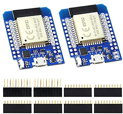 KeeYees 2 Pack ESP32 Actualización Mini WiFi + Bluetooth Módulo Desarrollo de Internet Placa Chip ESP-WROOM-32 para Arduino
