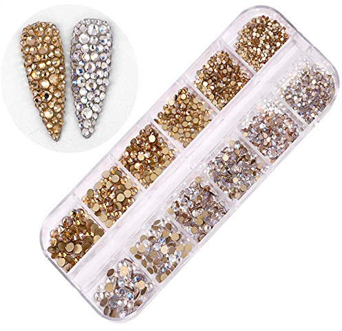 Nagel Art Strassstein,1440 Stück Nail Art Strass 3D Nagel Kunst Strasssteine für Nägel DIY Strass Kristall Diamant Telefon Nail Art Dekoration(I)