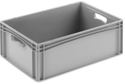 DIE BOX FABRIK Eurobehälter 600x400x220mm | geschlossene Box | Aufbewahrungsbox | Kunststoff Kisten | Lagerbehälter mit Griffen | robuste Stapelbox | Eurokiste | Mehrwegbehälter