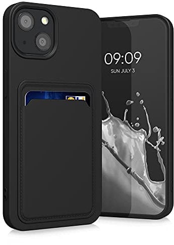 kwmobile Custodia Compatibile con Apple iPhone 13 Cover - Back Case Cellulare con Slot Porta Carte - Morbida in Silicone TPU nero
