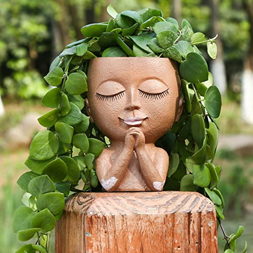 ZJ Whoest Pot de Fleurs en Forme de Visage - Pot de Fleurs pour Plantes d'intérieur et d'extérieur