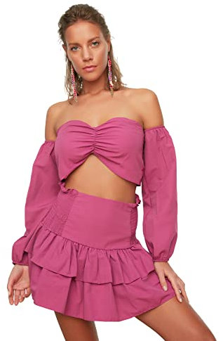 Trendyol Banda Inferior Top Team Juego de Falda, Fucsia, 42 para Mujer
