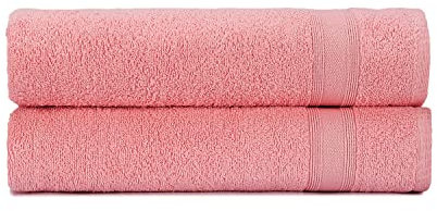 Tuiste Lot de Drap de Bain Flamant Rose, 2X Drap de Bain (70x140 cm) Rose Fushia, Serviette Eponge, Serviette de Bain Homme et Femme, Serviette Coton, de Qualité Supérieure, Très Absorbantes
