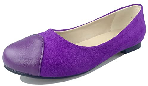 Lroey Reoly Ballerines Plates pour Femme, Chaussures Confort Patchtravail Chaussures à Enfiler Bout Rond 128 Violet Taille 45 EU